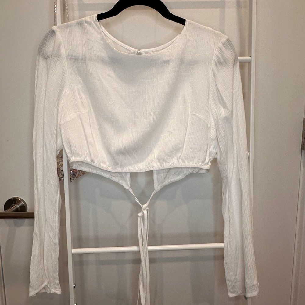 12th Tribe White Tie Wrap Around Long Sleeve